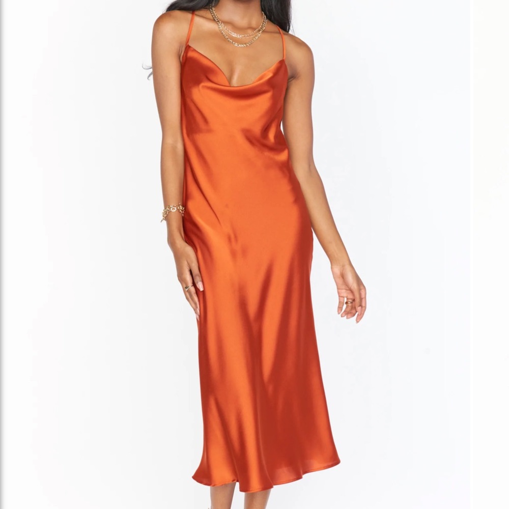 Show me Your Mumu Verona Cowl Neck Luxe Satin Orange
